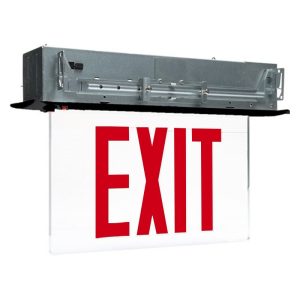 Profusion LED RELZXTE1RWB2C-277V Single Face, Red Letters, Dual Circuit 277V Input Recessed Edgelit Aluminum Exit Sign