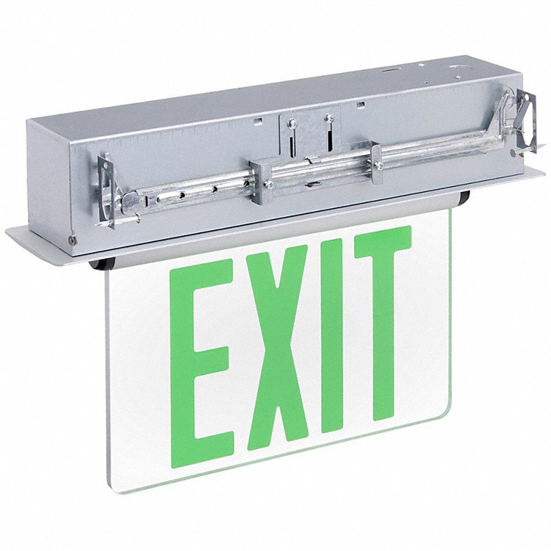 Profusion LED RELZXTE1GMASPV Single Face, Green Letters, 208/220/240V Recessed Edgelit Aluminum Exit Sign