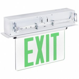 Profusion LED RELZXTE2GMW2C-120V Double Face, Green Letters, Dual Circuit 120V Input Recessed Edgelit Aluminum Exit Sign