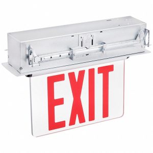 Profusion LED RELZXTE2RWWSPV Double Face, Red Letters, 208/220/240V Recessed Edgelit Aluminum Exit Sign