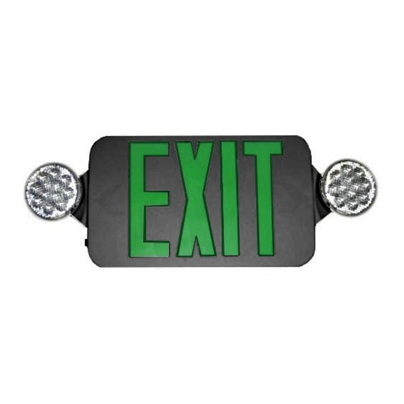 Profusion LED CEU3GB Black Panel, Green Letters, Low Profile Exit & Emergency Thermoplastic Combo