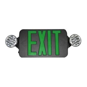 Profusion LED CEU3GB-V2 Black Panel, Green Letters, 120/277V Low Profile Exit & Emergency Thermoplastic Combo