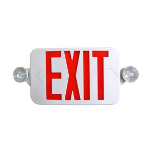 Profusion LED CEU3RW-V2-SPV White Panel, Red Letters, 208/220/240V Low Profile Exit & Emergency Thermoplastic Combo