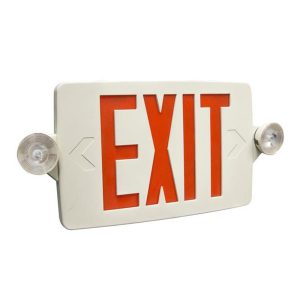 Profusion LED CTXTEU3RW White Panel, Red Letters, Thin LED Exit & Emergency Thermoplastic Combo