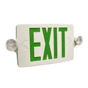 Profusion LED CTXTEU3GW White Panel, Green Letters, Thin LED Exit & Emergency Thermoplastic Combo