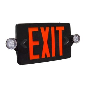 Profusion LED CTXTEU3RB Black Panel, Red Letters, Thin LED Exit & Emergency Thermoplastic Combo