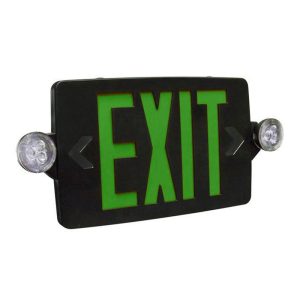 Profusion LED CTXTEU3GB-HL Black Panel, Green Letters, High Lumens Thin LED Exit & Emergency Thermoplastic Combo