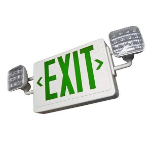 Profusion LED LEDCXTEU2GW-HL White Panel, Green Letters, High Lumens LED Exit & Emergency Thermoplastic Combo