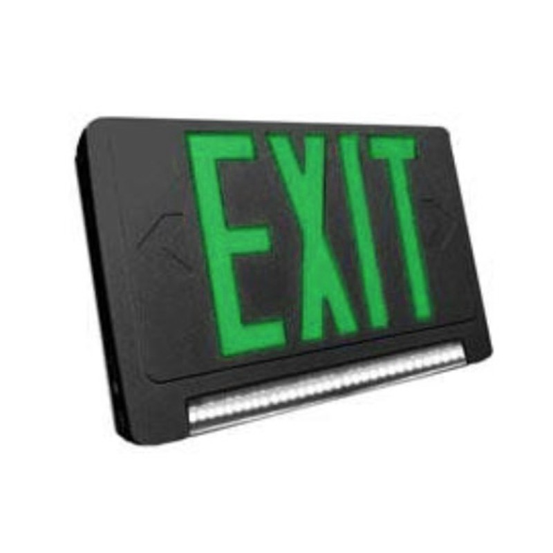 Profusion LED CLPU2GB LED Green Letters, Black Panel Double Face Exit & Emergency Lightpipe Thermoplastic Combo