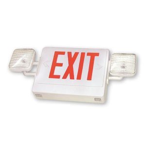 Profusion LED CXTEU2RW White Panel, Red Letters, Exit & Incandescent Emergency Thermoplastic Combo