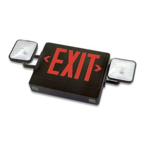 Profusion LED CXTEU2RB Black Panel, Red Letters, Exit & Incandescent Emergency Thermoplastic Combo
