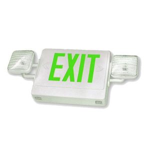 Profusion LED CXTEU2GW-SDT White Panel, Green Letters, Exit & Incandescent Emergency Thermoplastic Combo