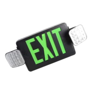 Profusion LED CXTEU2GB-SDT Black Panel, Green Letters, Exit & Incandescent Emergency Thermoplastic Combo