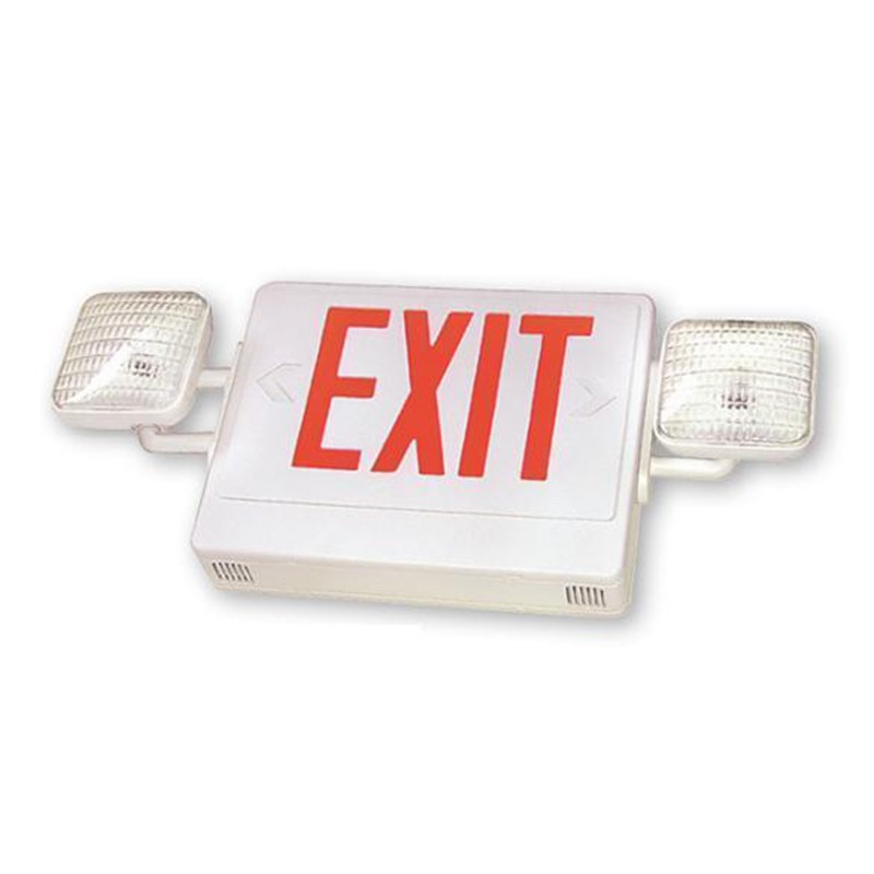 Profusion LED CXTEU2RW-HTR White Panel, Red Letters, Exit & Incandescent Emergency Thermoplastic Combo w/ Internal Heater