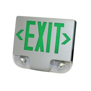 Profusion LED CKXTEU2GWAEM Double Face, Green Letters Die-Cast Aluminum LED Exit & Emergency Combo