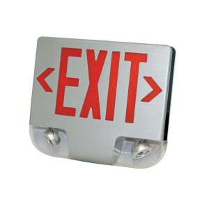 Profusion LED CKXTEU3RWBEM Universal Face, Red Letters Die-Cast Aluminum LED Exit & Emergency Combo