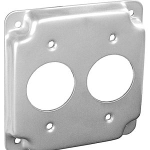 Garvin Southwire 4 Inch Square 1/2 Inch Raised Two Single Receptacle 1.406 Inch Industrial Surface Cover (G1933)