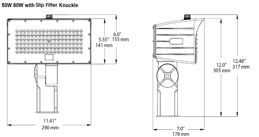 MaxLite FMM50UW-40BKTPC FLOODMAX: 50W, 120-277V, WIDE, 4000K, BRONZE, 1/2" THREAD KNUCKLE MOUNT