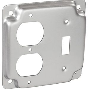 Garvin Southwire 4 Inch Square 1/2 Inch Raised Duplex Receptacle And Toggle Switch Industrial Surface Cover (G1941)