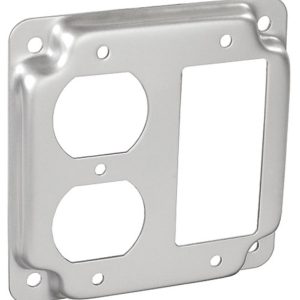 Garvin Southwire 4 Inch Square 1/2 Inch Raised Duplex Receptacle And Decorative Or GFCI Receptacle Industrial Surface (G1951)