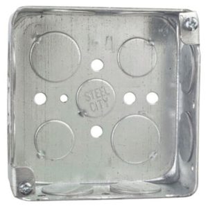 Garvin Southwire 4 Square Junction Box Welded 1-1/2 Inch Deep (8) 3/4 Inch Side Knockouts (52151-3/4)