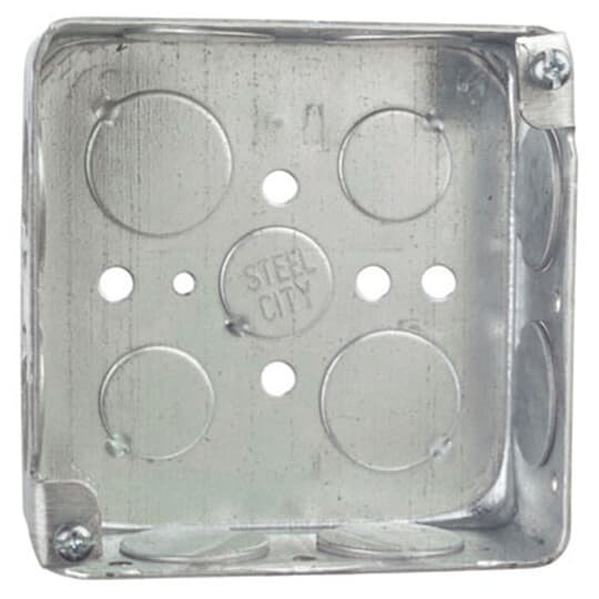 Garvin Southwire 4 Square Junction Box Welded 1-1/2 Inch Deep (8) 3/4 Inch Side Knockouts (52151-3/4)