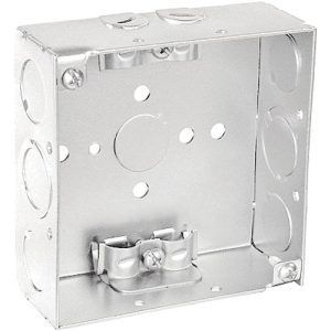 Garvin Southwire 4 Square Welded Junction Box 1-1/2 Inch Deep With Clamps For Non-Metallic Cable (52151-R)