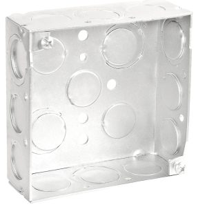 Garvin Southwire 4 Square Junction Box Welded 1-1/2 Inch Deep (6) 1/2 Inch And (6) Combination Side Knockouts (52151-S)