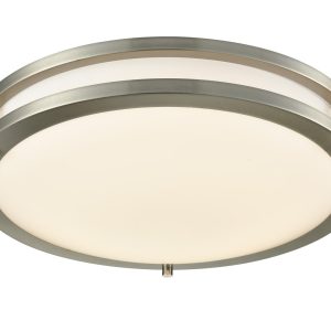 Westgate FDL-16-MCT5 16 Inch LED Double Ring Flush Mount 24W 1800Lm 5 CCT 120V R80 Dimmable Brushed Nickel
