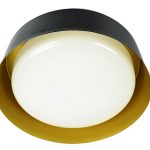 Westgate FCD-13-MCT-BG Modern LED 13 Inch LED Flush Mount Drum Fixture Black/Gold Selectable 25W 2350Lm 120V Triac