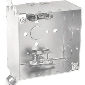 Garvin Southwire topaz 4 Inch Square Box MC Clamp FL Bracket 2-1/8 Inch Deep ECC Knockout (52171-FBXPT)