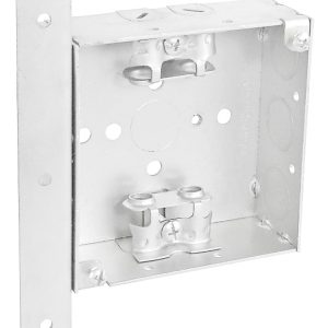 Garvin Southwire 4 Square Junction Box 1-1/2 Inch Deep With MC/BX Clamps And Vertical Right Angle Bracket (52151-ABBox)