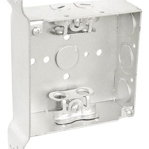 Garvin Southwire 4 Square Junction Box 1-1/2 Inch Deep With Box Clamps And Vertical Wood Spike Bracket (52151-WBBox)