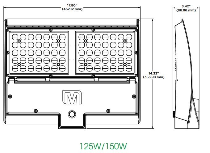 MaxLite M125U3G-CSBWCR M SERIES 125W, 120-277V, TYPE 3G, CCT SELECT 3/4/5K, BRONZE, WALL, C-MAX COMPATIBLE