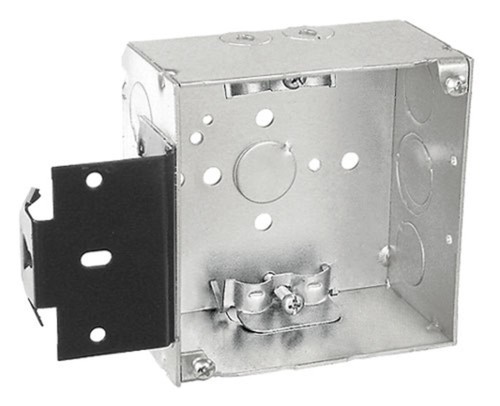Garvin Southwire 4 Square Junction Box 2-1/8 Inch Deep With Metal Stud Bracket (52171-MS)