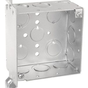 Garvin Southwire 4 Square Junction Box 2-1/8 Inch Deep With Wood Spike Vertical Bracket (6) 1/2 Inch And (3) (52171-SWB)