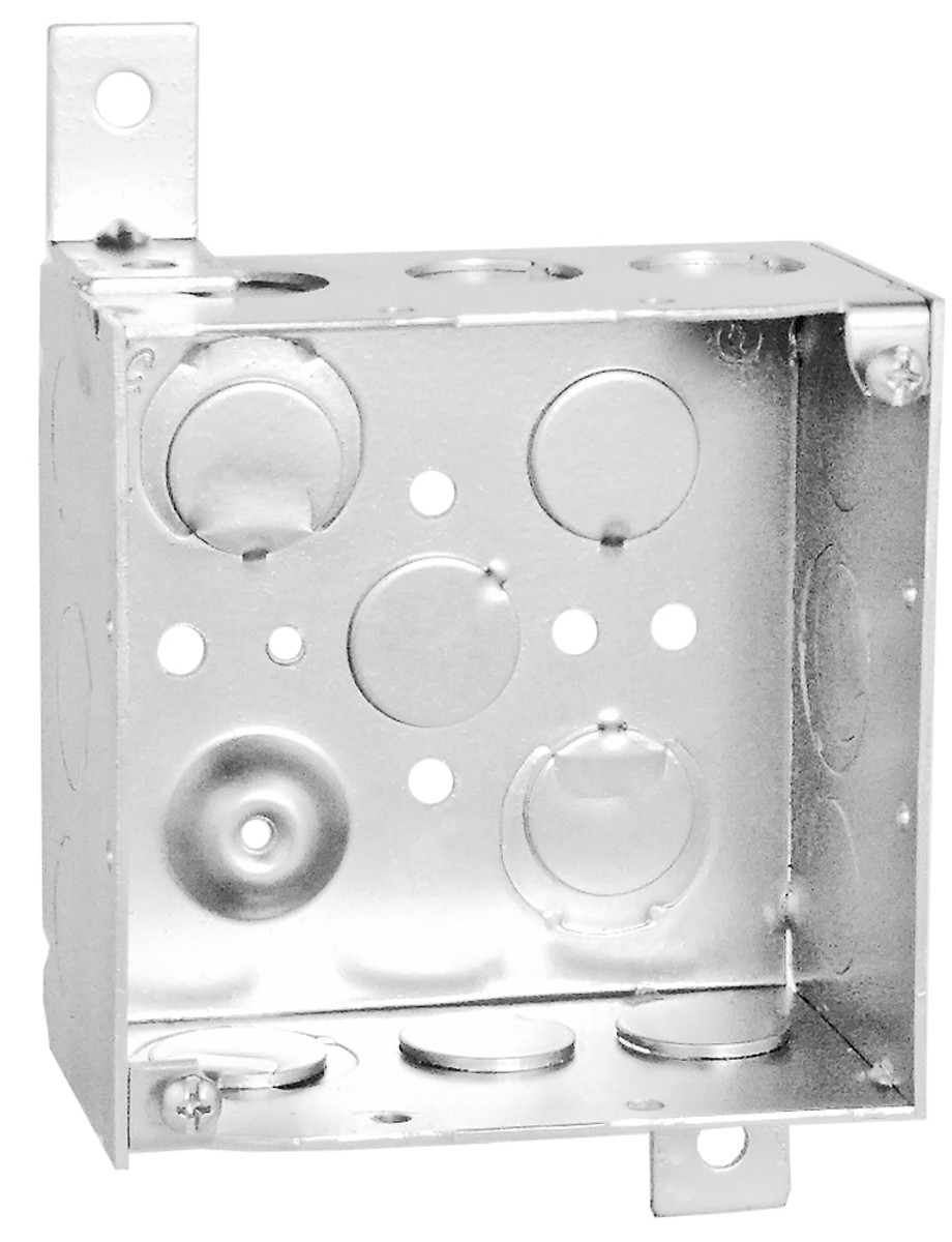 Garvin Southwire 4 Square Junction Box With External TABS To Mount To Flat Surface 2-1/8 Inch Deep 1/2 And 3/4 (52171-SXT)