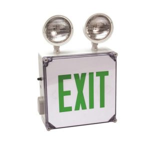 Profusion LED CWLXTEGEM-HTR Green Letters, Wet Location Combo, LED Exit/Emergency Light w/ Internal Heater