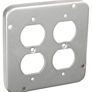 Garvin Southwire 4-11/16 Industrial Surface Cover 1/2 Inch Raised Two Duplex Receptacle (72C39)
