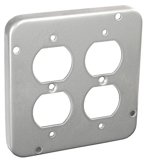 Garvin Southwire 4-11/16 Industrial Surface Cover 1/2 Inch Raised Two Duplex Receptacle (72C39)