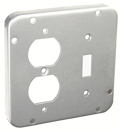 Garvin Southwire 4-11/16 Industrial Surface Cover 1/2 Inch Raised Duplex Receptacle And Toggle Switch (72C41)