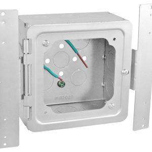 Garvin Southwire Garvin 5 Inch Square 3 Inch Deep Bracket Box Assembly With Hinged Device Ring Mounting Plate (5PF5075AB)