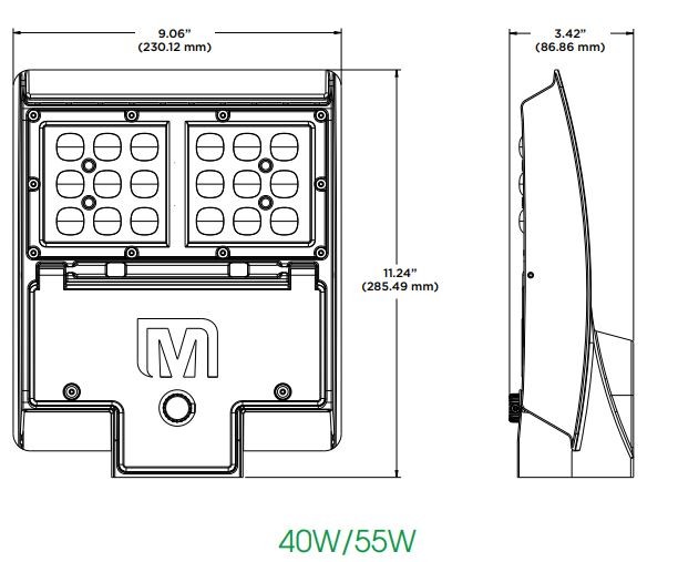 MaxLite M40U3M-CSBACRRPC M SERIES 40W, 120-277V, TYPE 3M, CCT SELECT 3/4/5K, BRONZE, ARM, C-MAX COMPATIBLE