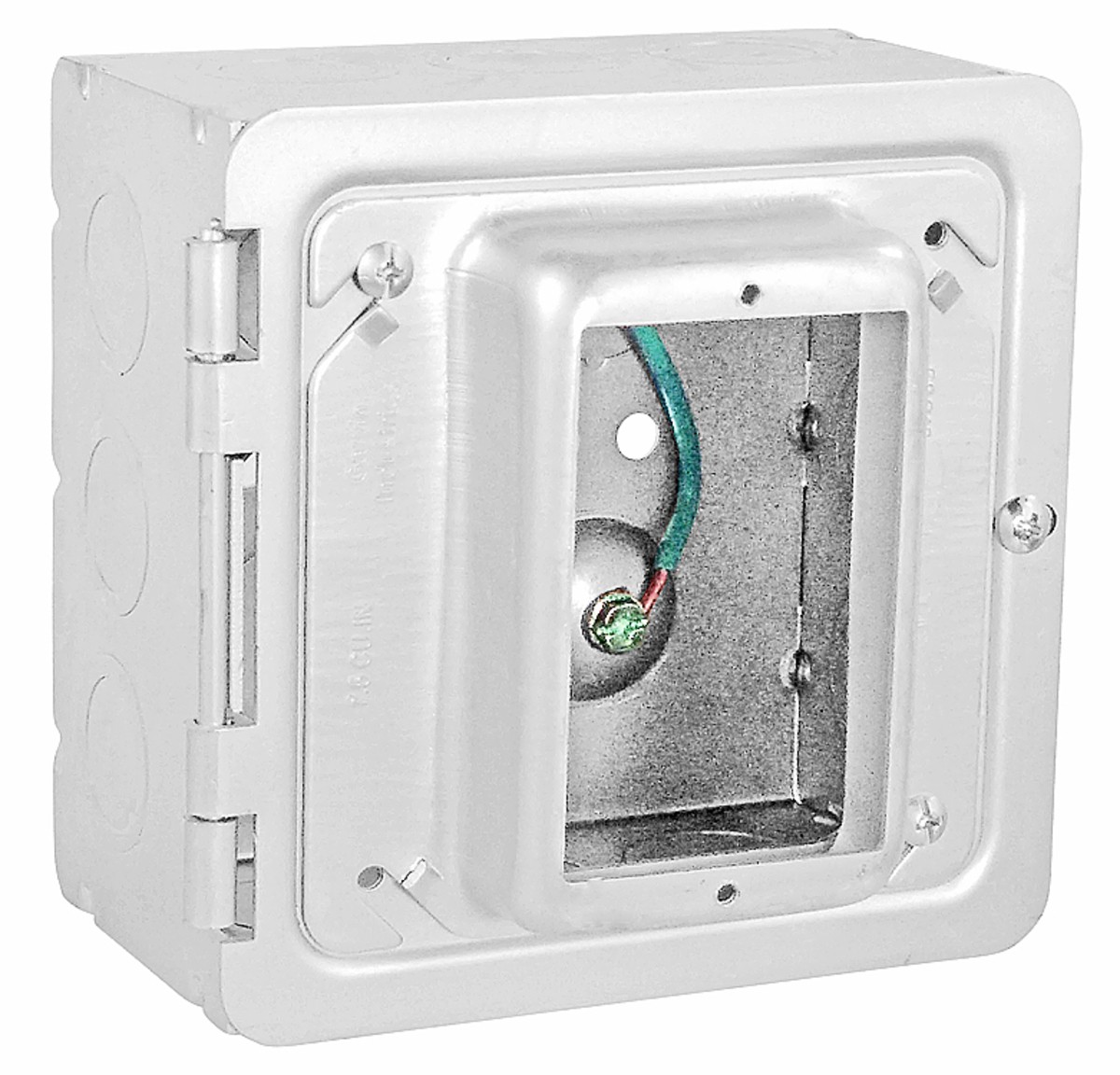 Garvin Southwire 5 Inch Square Box With 1 Inch Hinged Device Ring 3 Inch Deep 1/2 And 3/4 Knockout (HP-1100)