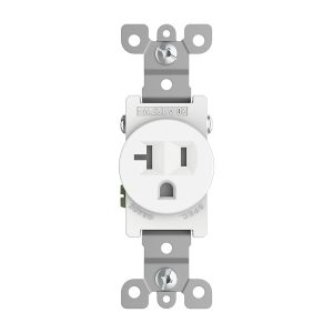 Tania Wiring Devices TAN-102W Single Receptacle Outlet, 20 Amp/125 Volt, NEMA 5-20R, 2-Pole, 3-Wire