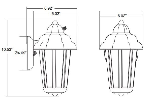 MaxLite ML4E121PLBK27 OUTDOOR LANTERN, PAGODA STYLE WITH 1X12W 2700K JA8 COMPLIANT E26 SOCKET LED LAMP, BLACK FINISH