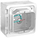 Garvin Southwire 5 Inch Square Box With Hinged 2-Gang 1/4 Inch Device Ring 3 Inch Deep 1/2 And 3/4 Knockout (HP-225)