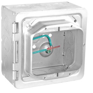 Garvin Southwire 5 Inch Square Box With Hinged 2-Gang 1/2 Inch Device Ring 3 Inch Deep 1/2 And 3/4 Knockout (HP-250)