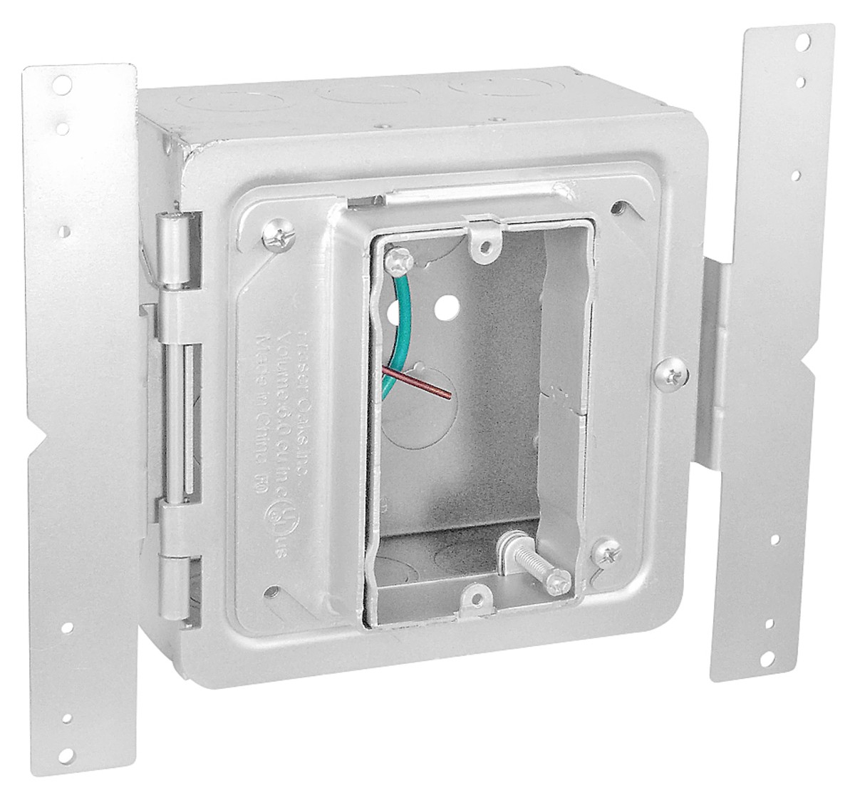 Garvin Southwire 5 Inch Square Bracket Box With Hinged 3/4 To 1-1/2 One Gang Adjustable Device Ring 3 Inch (HPAB-AMR1)