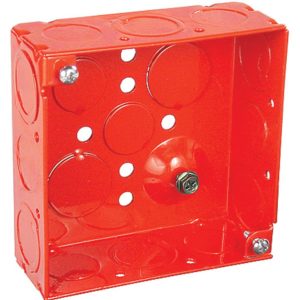 Garvin Southwire 4 Square Junction Box Red 1-1/2 Inch Deep (6) 1/2 Inch And (6) Combination Side Knockouts (52151-RED)
